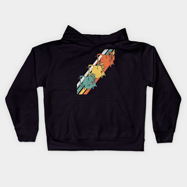 Drumming Drums Drummer Kids Hoodie by KAWAIITEE